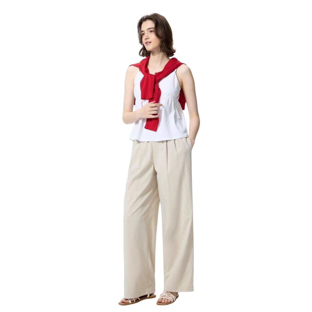 Плиссированные брюки Uniqlo Easy-to-wear Longer Length, 31 светло-бежевый