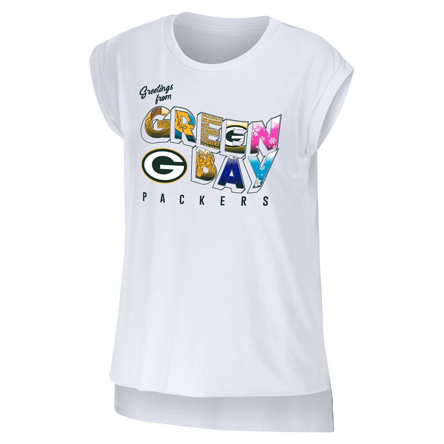 

Женская одежда Erin Andrews Белая футболка Green Bay Packers Greeting From Muscle, Белый, Женская одежда Erin Andrews Белая футболка Green Bay Packers Greeting From Muscle