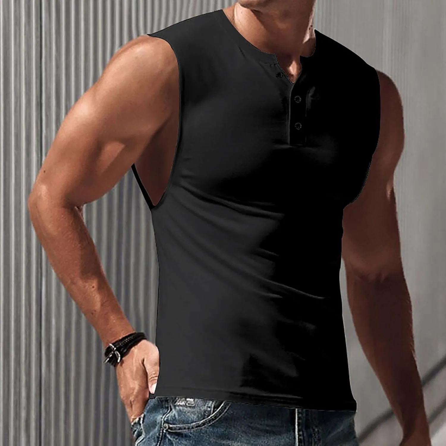 Мужская майка-безрукавка для тренировок Slim Fit, Black — фото 2