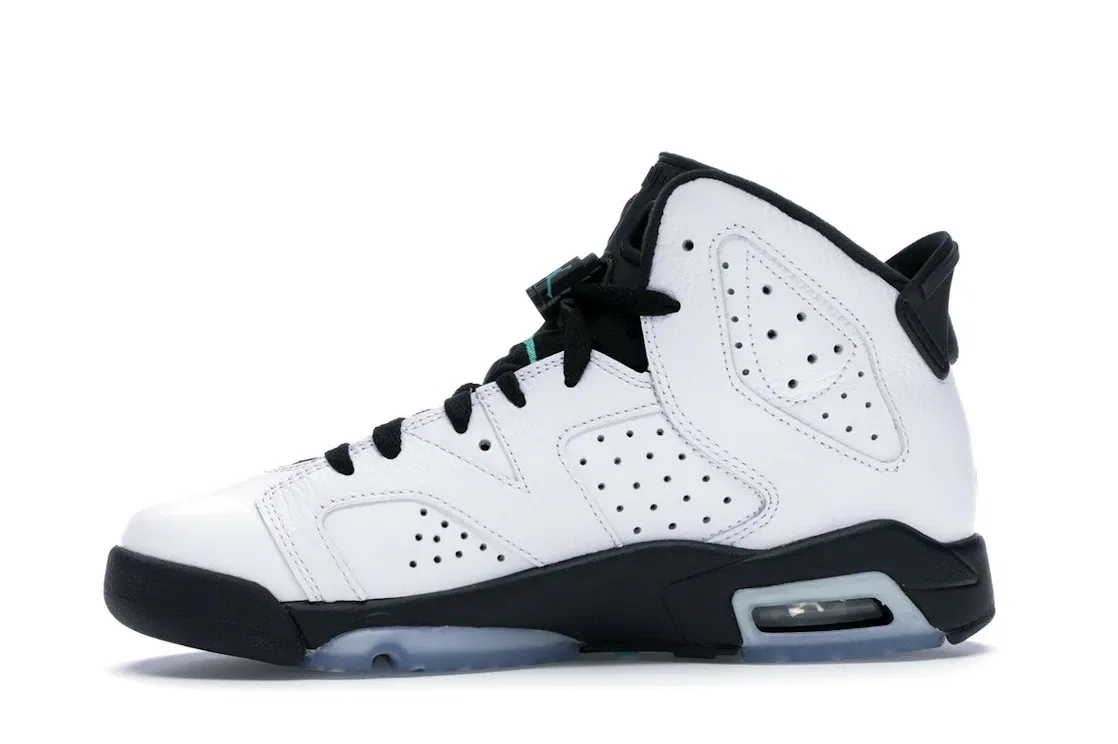 Детские кроссовки Lifestyle на шнуровке Jordan 6 Retro Jordan, White/White-Hyper Jade-Black — фото 3
