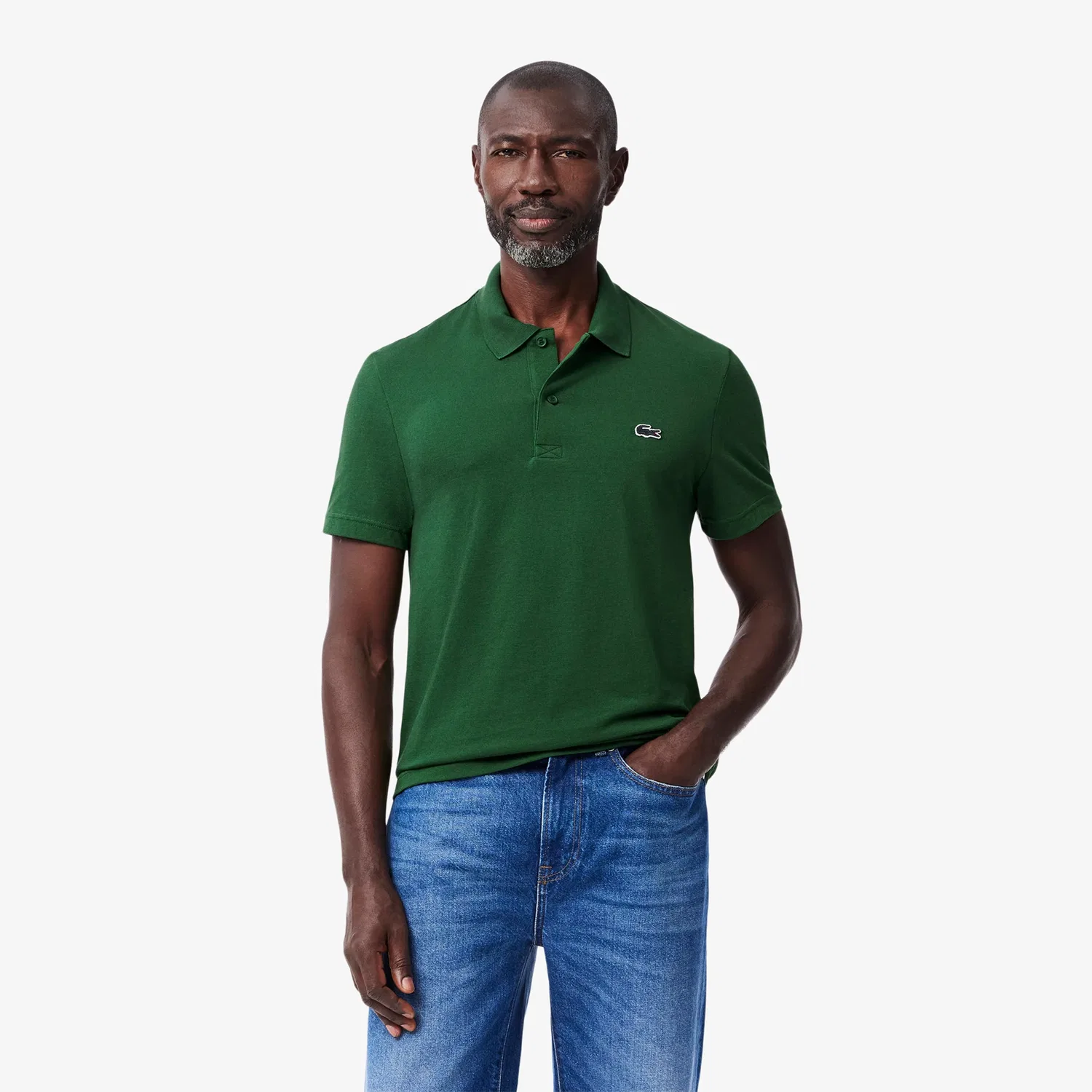 Поло мужское классическое Lacoste, Зеленый — фото 4