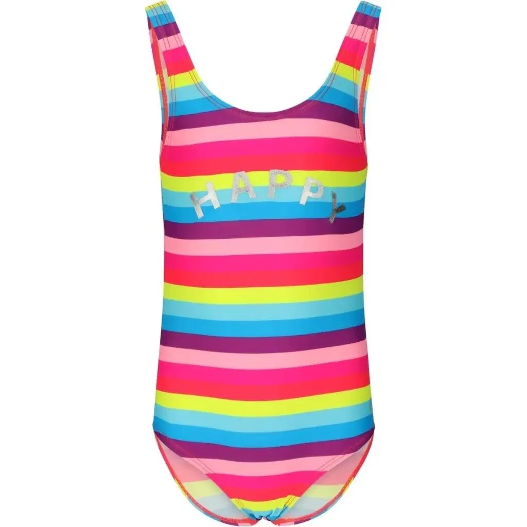 Детский цельный купальник для девочек Zigzag Happyswim, Цвет Rosa / Goldrosa / Orchideenpink