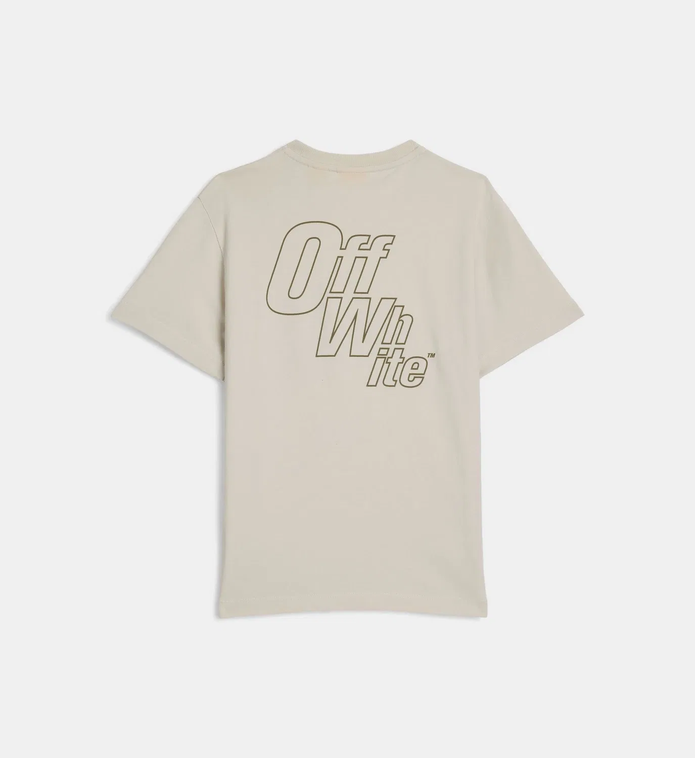 Фирменная хлопковая футболка Off White, бежевый — фото 2