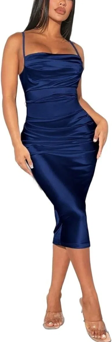 Женское элегантное приталенное платье-майка, Navy Blue