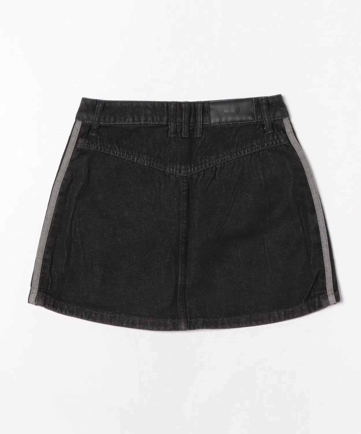 Женская джинсовая мини-юбка с тремя полосками Adidas KQ6485, True Black Denim — фото 2