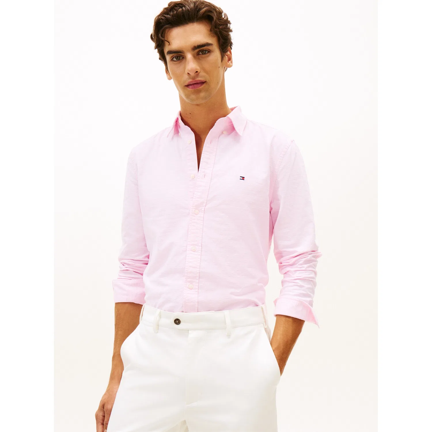 Мужская рубашка с длинным рукавом Oxford Dobby Tommy Hilfiger, Rose Petal