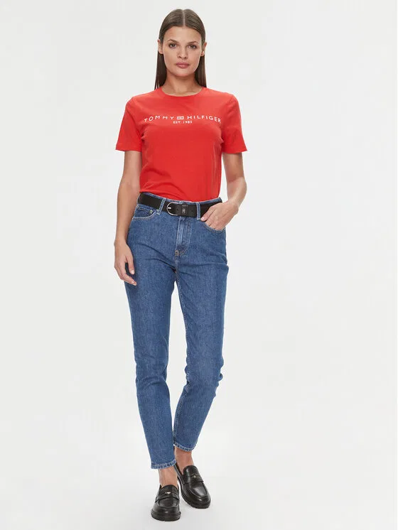 Футболка regular fit Logo Tommy Hilfiger, оранжевый — фото 2