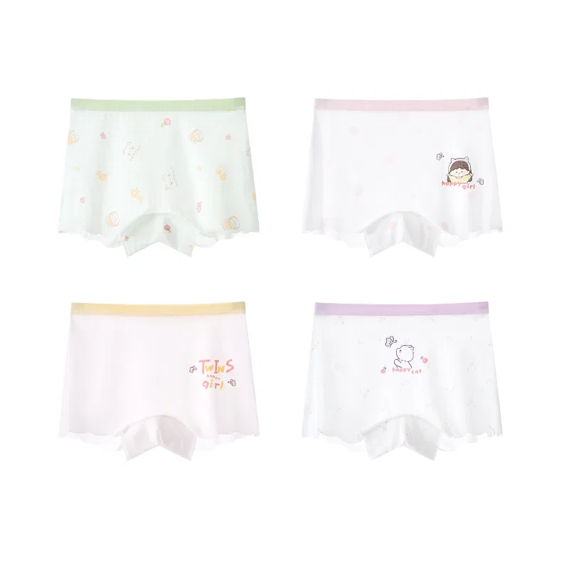 Детские трусы для девочек с принтом Red Bean, White Light Pink Light Green White