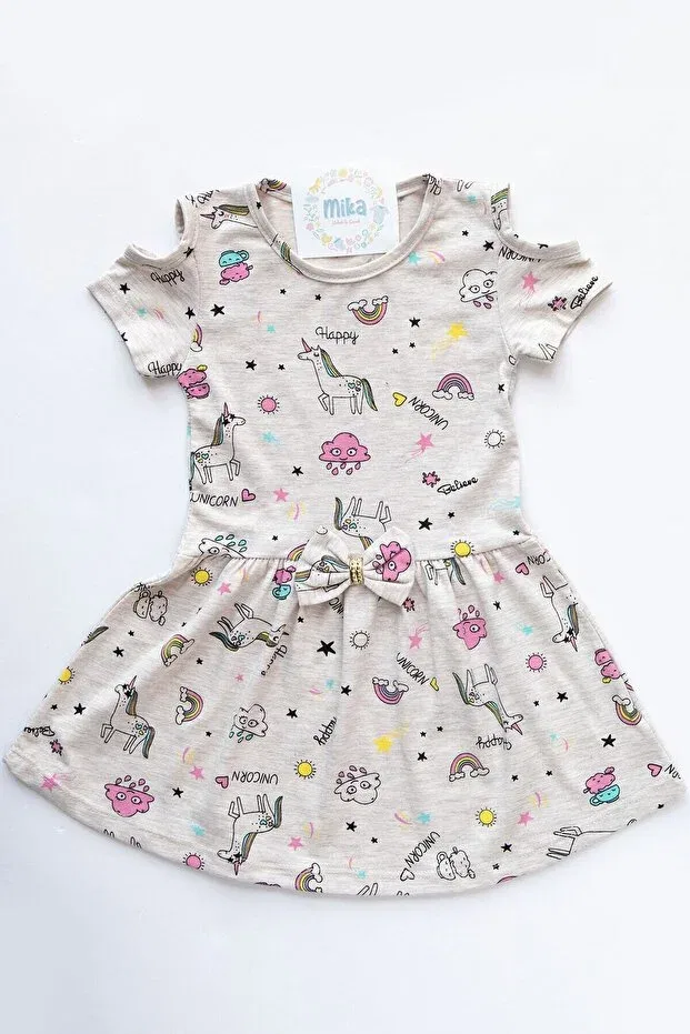 Детское платье для девочек с принтом Unicorn Printed Mika Bebek & Çocuk, Pink — фото 2