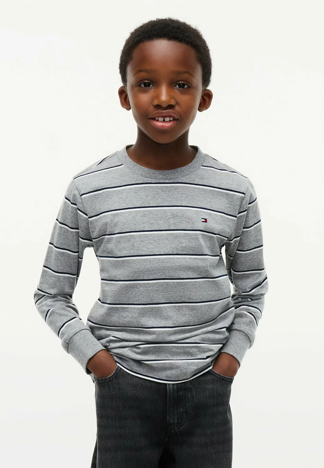 Футболка в полоску - топ с длинными рукавами Tommy Hilfiger, Medium Grey Heather — фото 2
