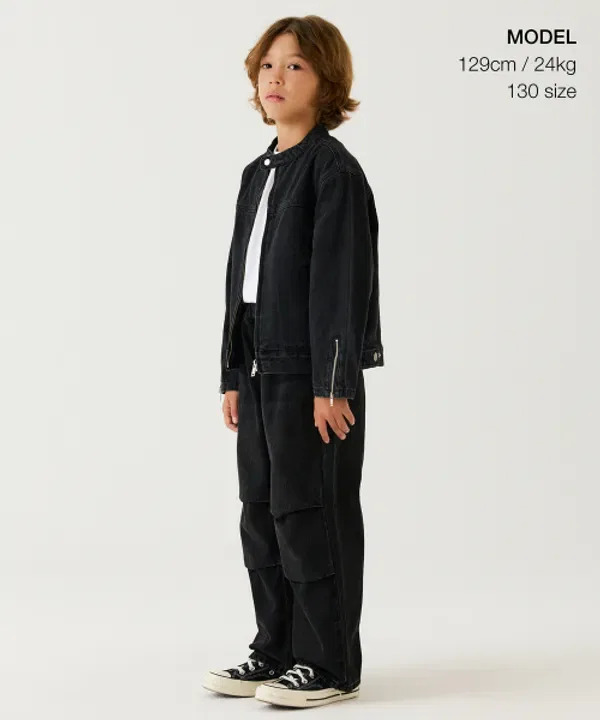 Джинсовая куртка-рейсер WASHD BLACK, Musinsa Standard Kids — фото 2
