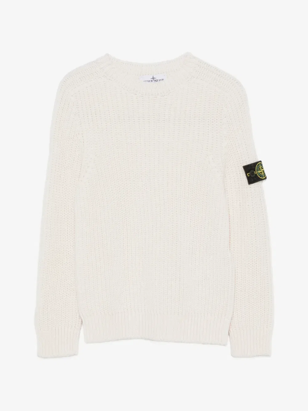 Свитер в рубчик с нашивкой-логотипом Stone Island Junior, бежевый