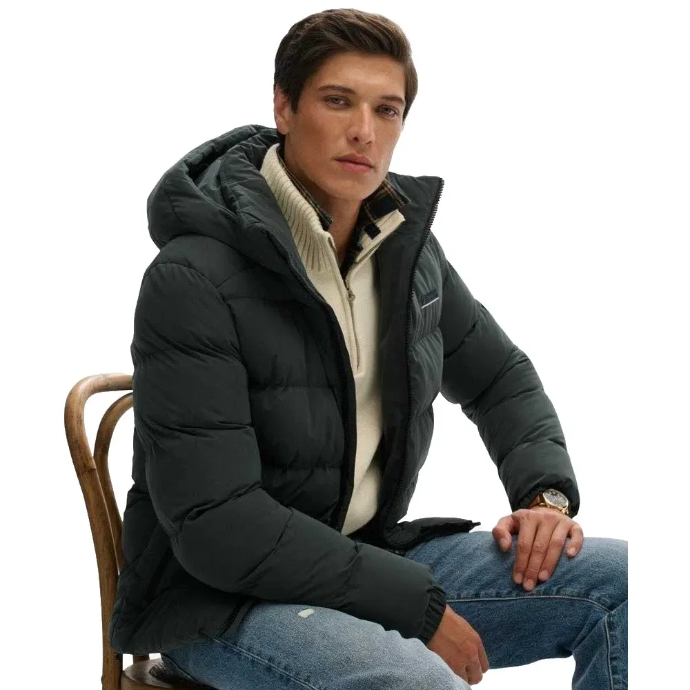 Мужская куртка-пуховик из микрофибры с капюшоном Superdry, Green — фото 4