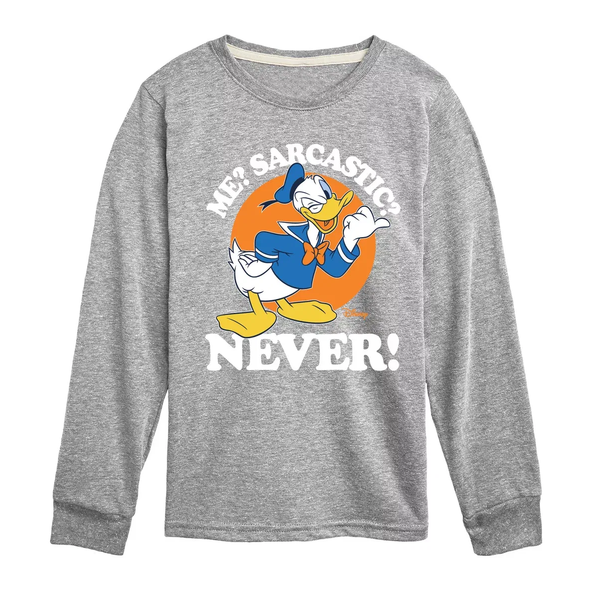 Детское футболка с длинным рукавом Donald Me Sarcastic Never Disney, Athletic Heather
