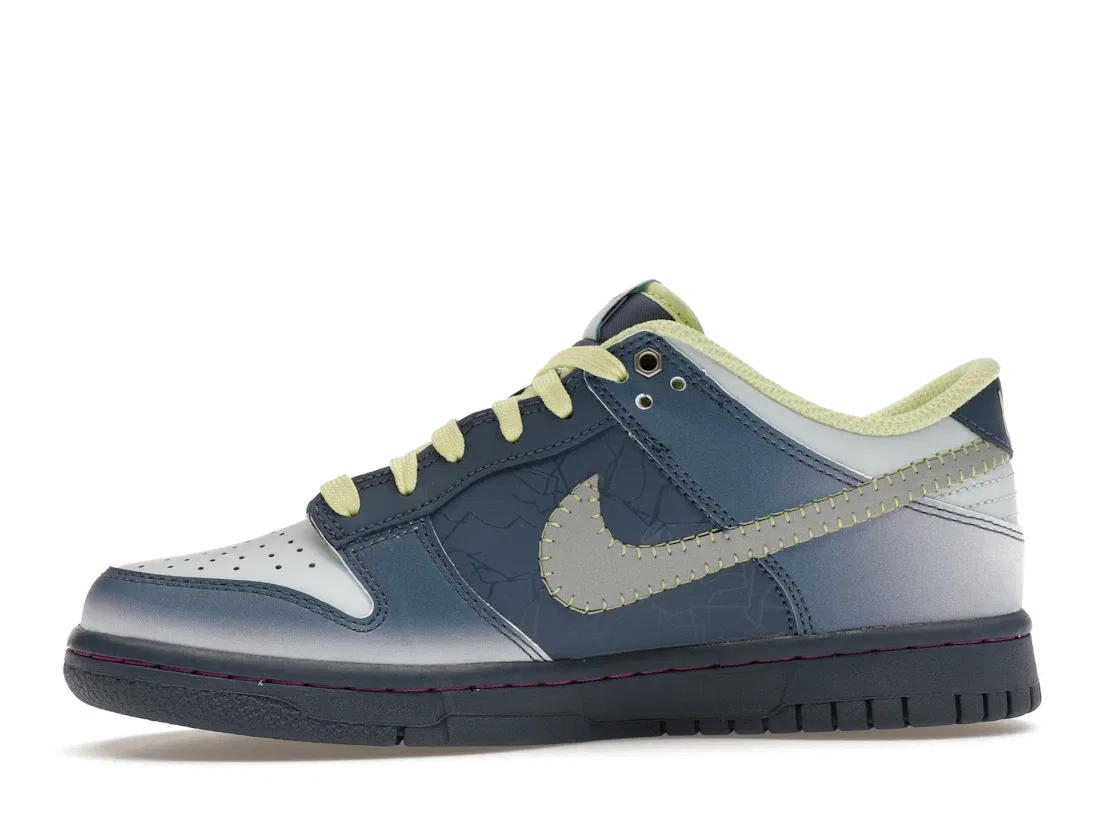 Детские кроссовки Lifestyle с принтом Nike Dunk Low Nike, Diffused Blue/Blue Tint-Luminous Green — фото 3