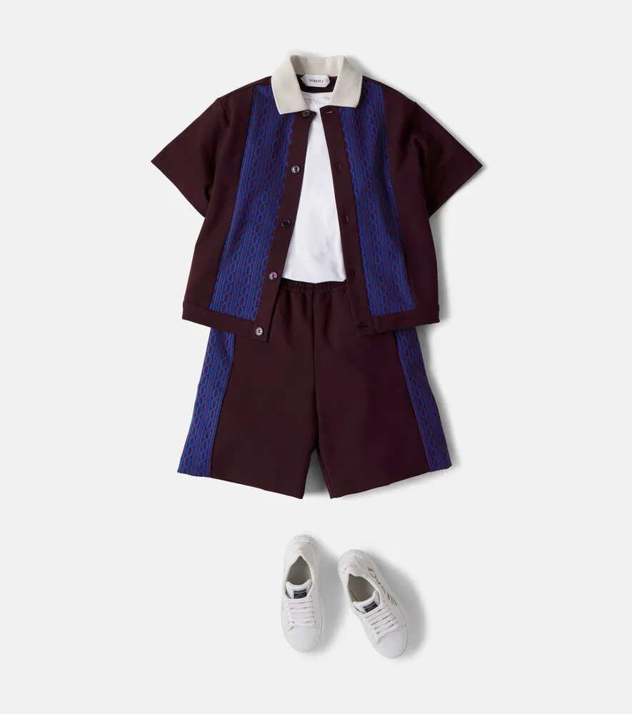 Шорты из жаккардовой ткани Greca Versace Kids, коричневый — фото 2