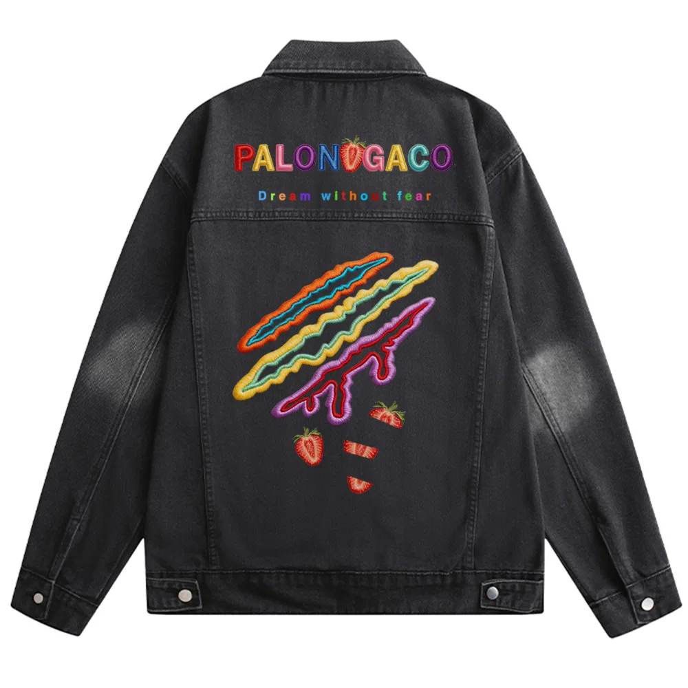 Детское джинсовое пальто с лацканами Unisex Lapel Moderate, PAL ONGACO, Black