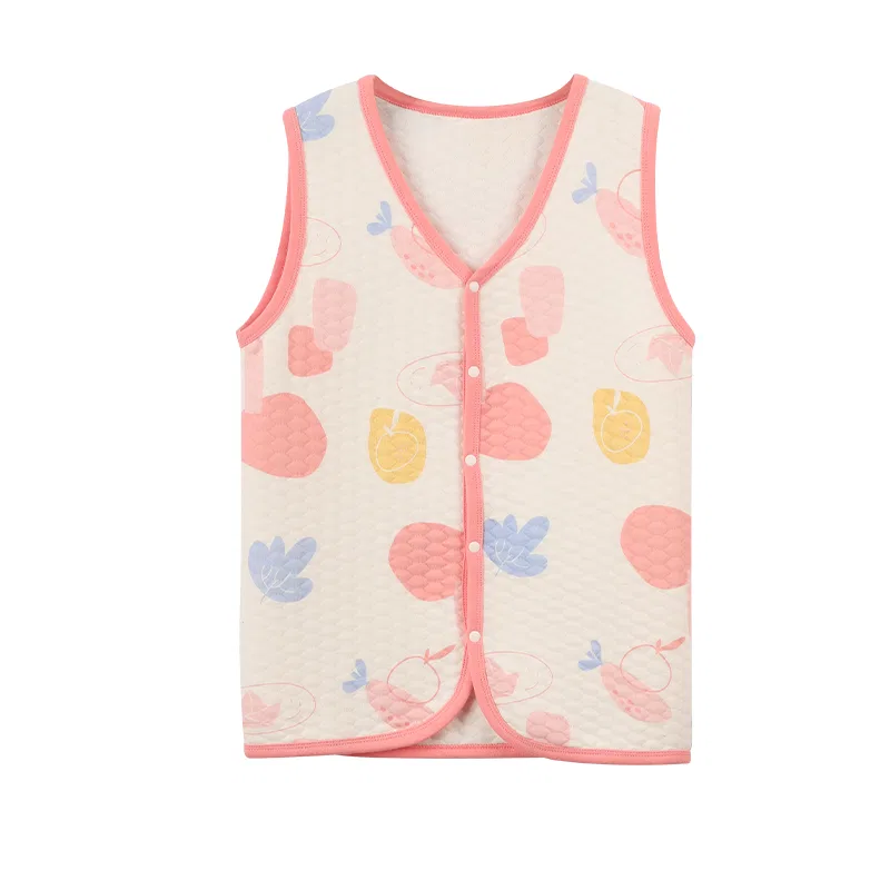 Детская жилетка без рукавов Red bean, Light Cloud White + Peach Pink