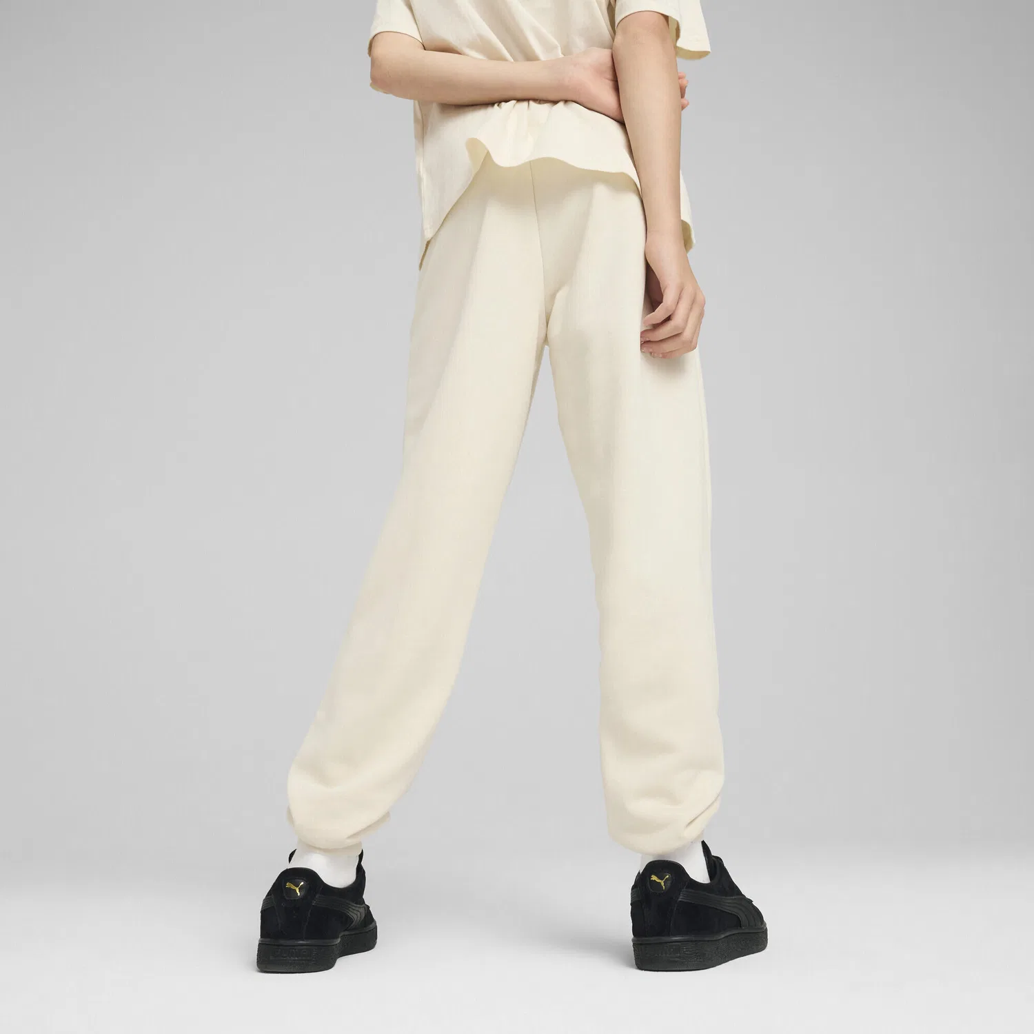 Детские спортивные штаны с вышивкой Essentials Script Puma, Alpine Snow White — фото 3
