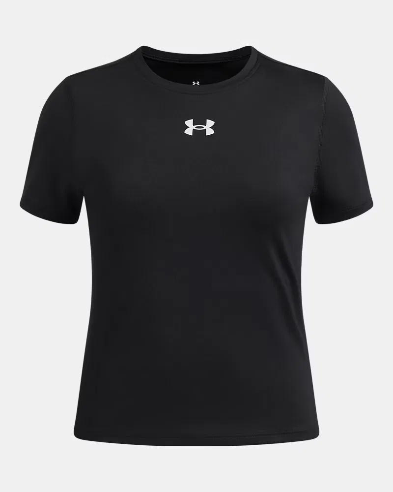 Футболка с коротким рукавом для девочек влагоотводящая HeatGear UnderArmour, Black/White — фото 4