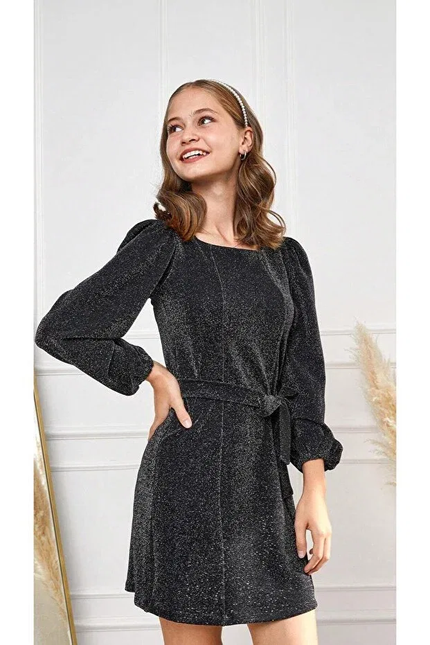 Детское платье для девочек с длинным рукавом Trend Baby Kids, Black — фото 4