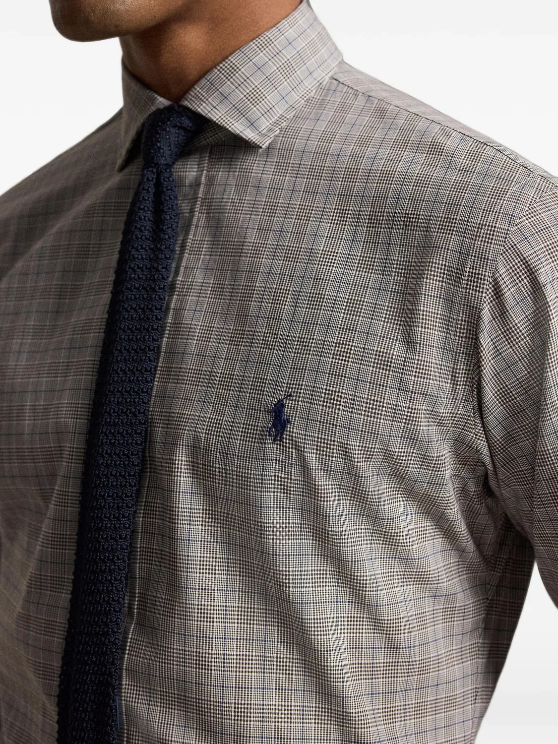 Рубашка в клетку Custom Fit из поплина Polo Ralph Lauren, серый — фото 4