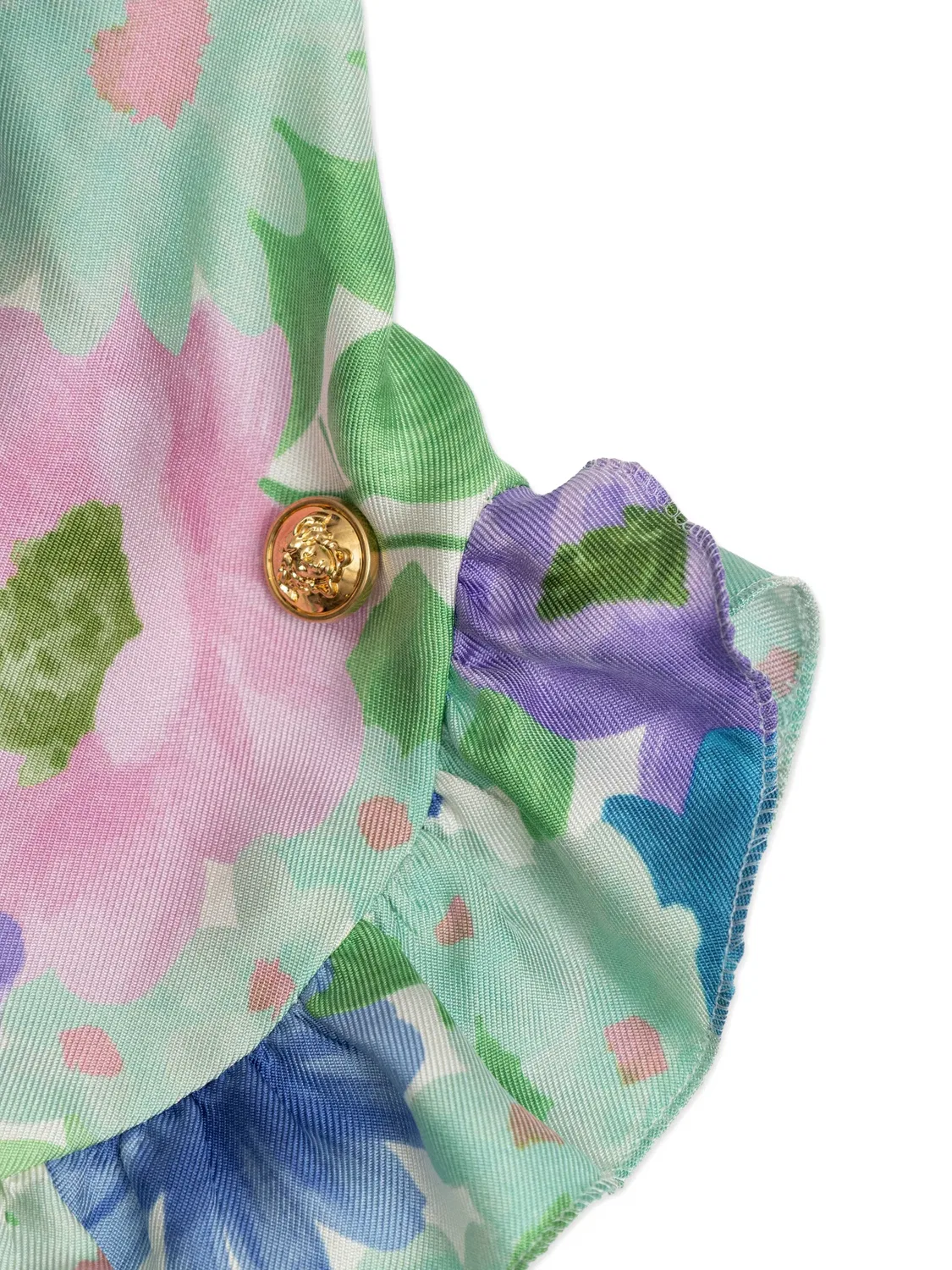 Шелковые шорты с цветочным принтом Versace Kids, синий — фото 4