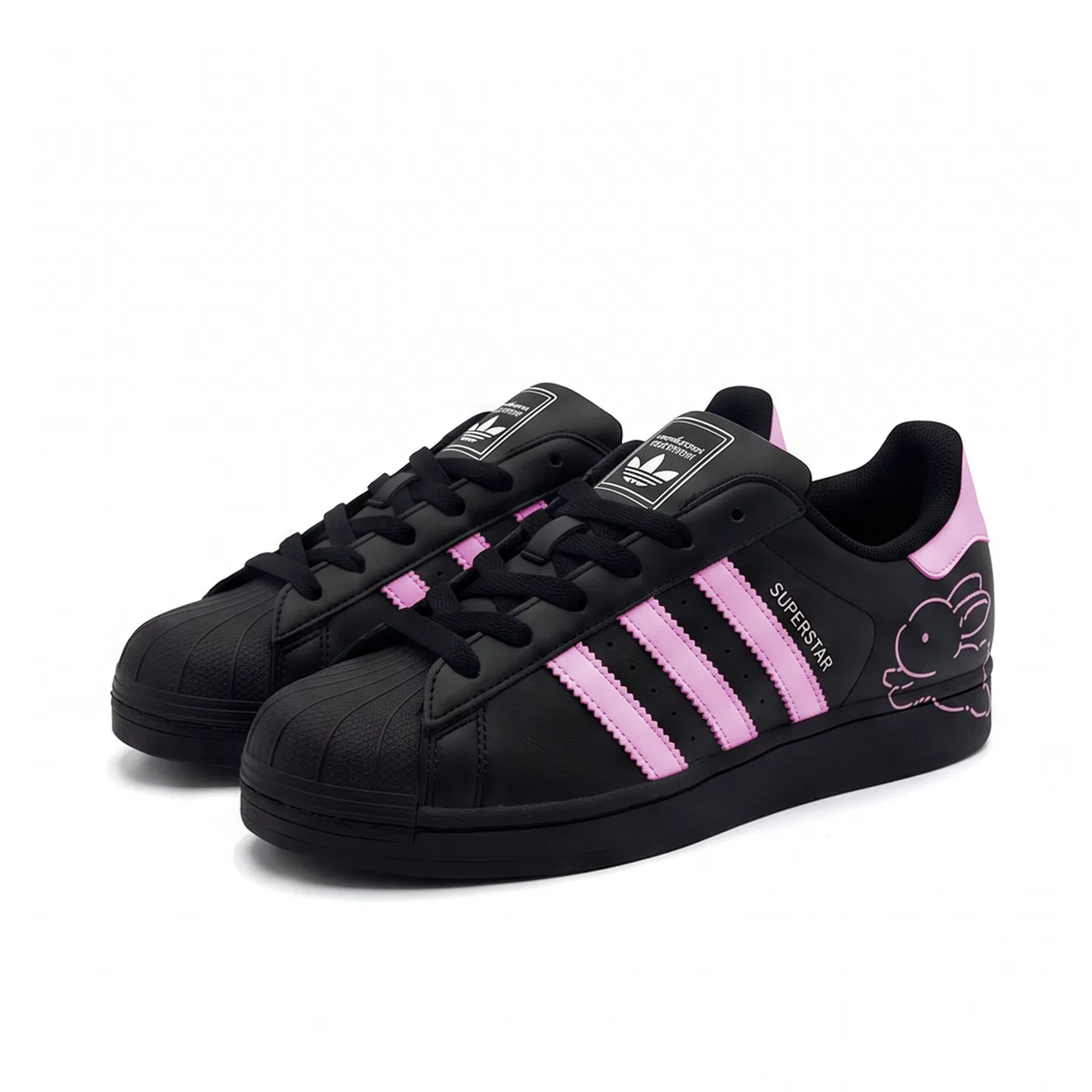 Детские кеды с принтом кролика Superstar 2 Adidas Originals, Black — фото 4