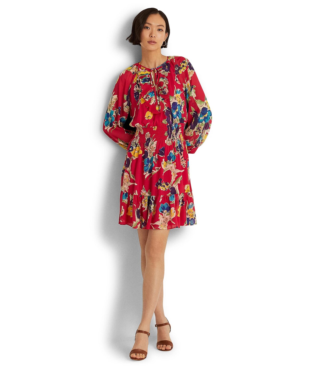 

Платье LAUREN Ralph Lauren, Petite Floral Crinkle Georgette Long Sleeve Dress