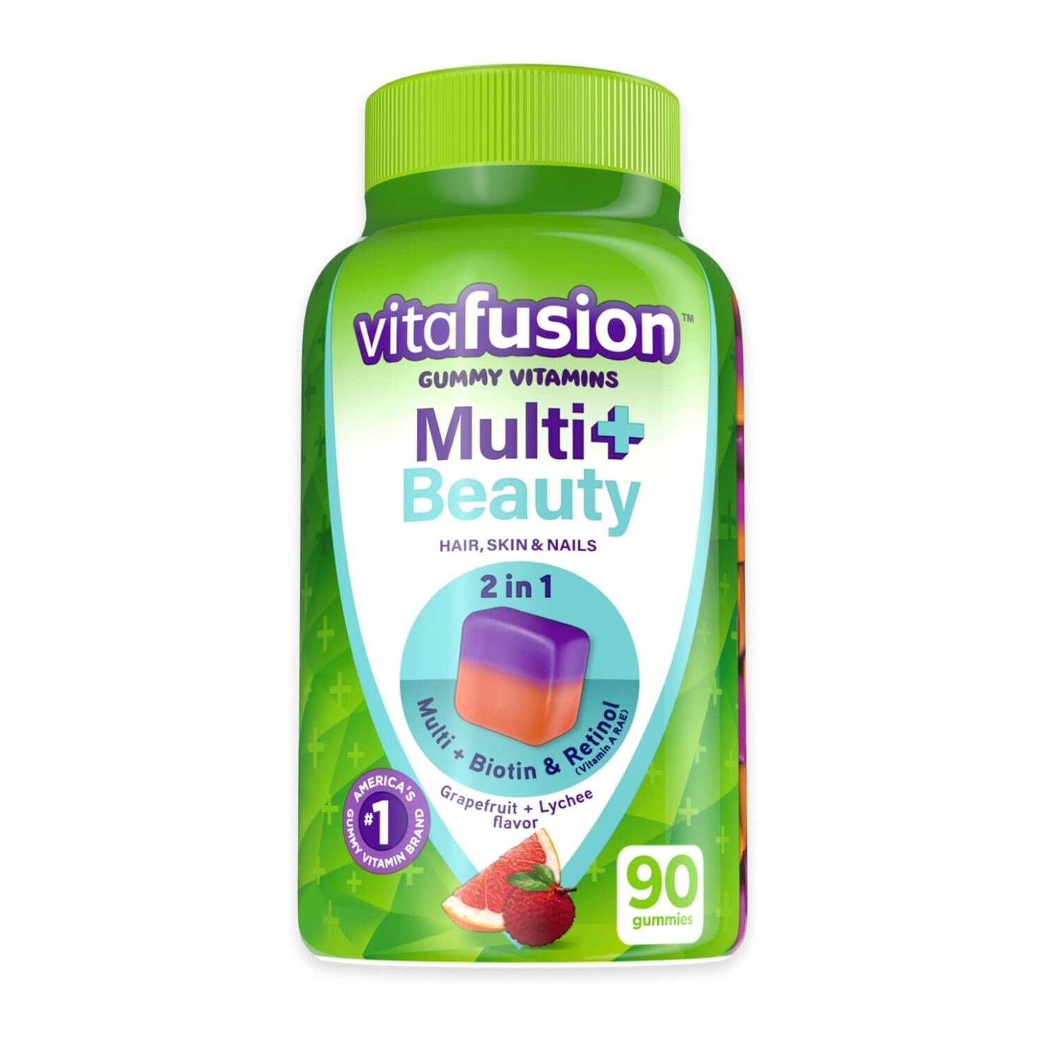 

Мультивитамины Vitafusion Plus Beauty + Biotin & Retinol, 90 жевательных конфет