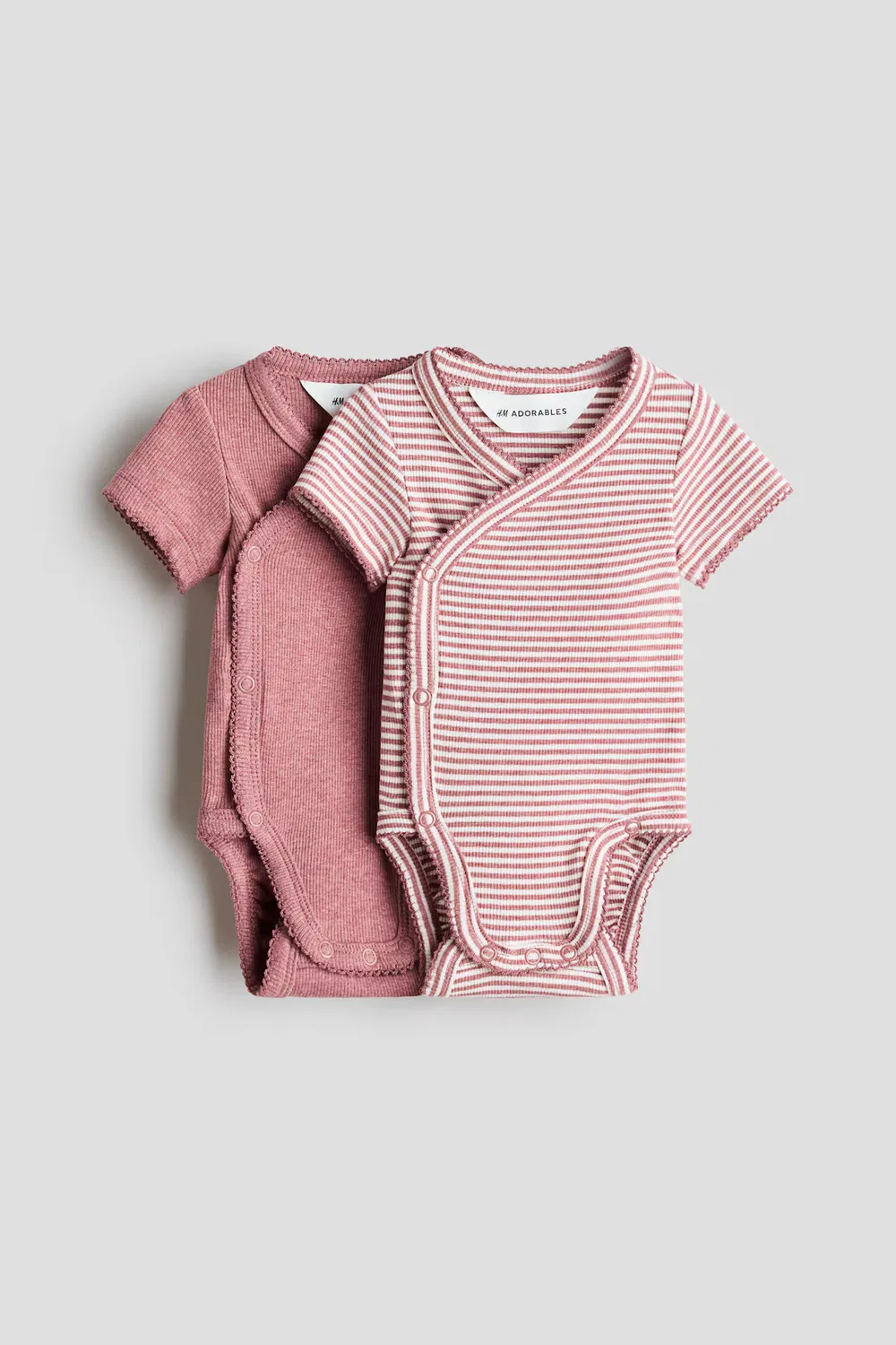 Комплект из 2 ребристых боди с запахом H&M, Mattrosa/Gestreift