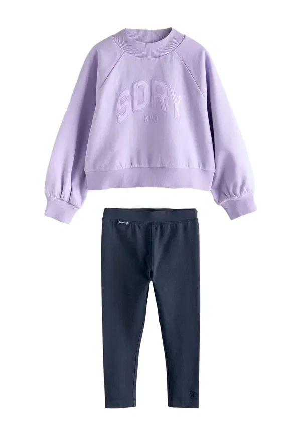 Комплект: футболка и брюки из хлопка Superdry & Co, Lilac and Navy, темно-синий/сиреневый — фото 4