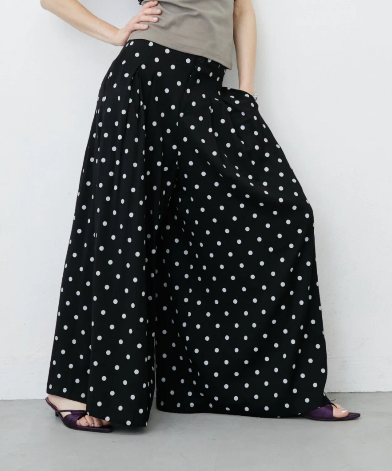 Детские широкие брюки с принтом Dot Wide Easy Pants uyu., Белый — фото 2