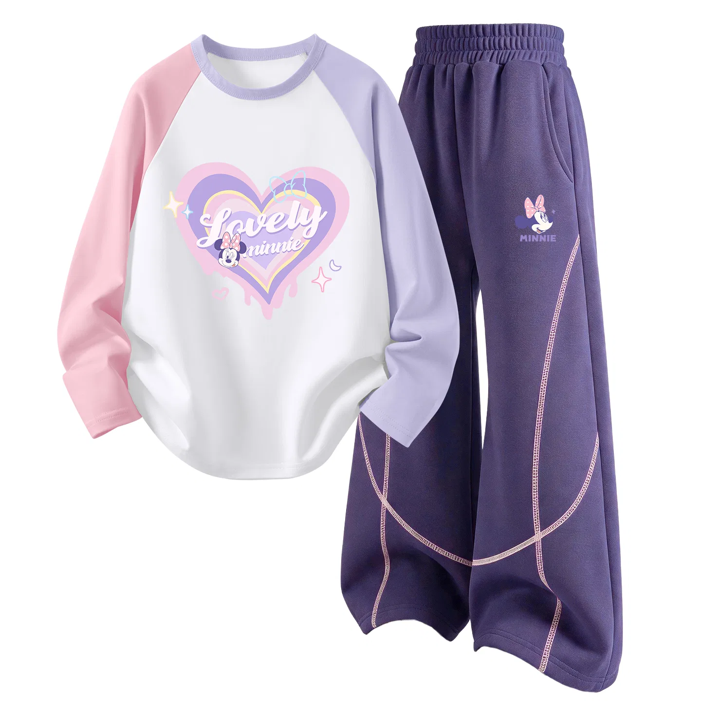 Детский комплект спортивной одежды с круглым вырезом, тонкий и дышащий Dazzle Heart K Pink Purple+Dazzle Heart K Cherry Blossom Pink Disney, Dazzle Heart K Pink Purple+Dazzle Heart K Cherry Blossom Pink — фото 3