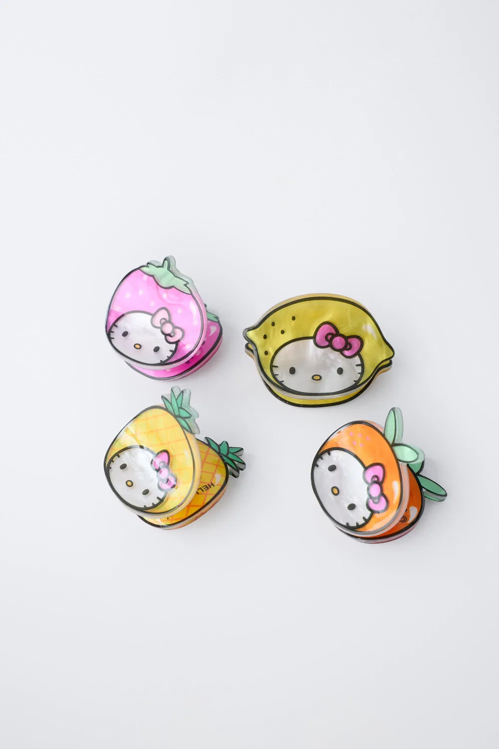 Набор из 4 заколок для волос Hello Kitty Sanrio Fruit ZARA, Pink — фото 3