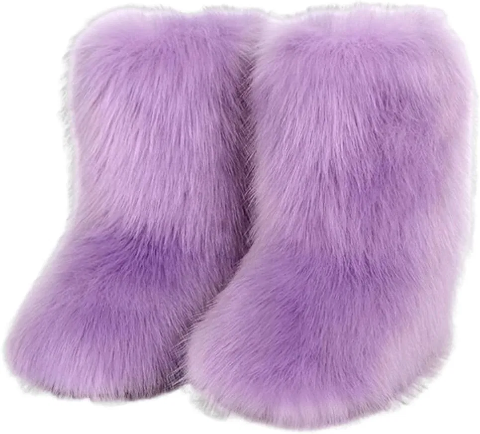 Детские зимние сапоги для девочек с искусственным мехом BININBOX, Purple