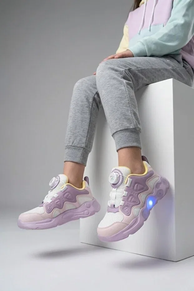 Детские спортивные кроссовки для девочек с принтом Papuçsepeti, Lilac — фото 3