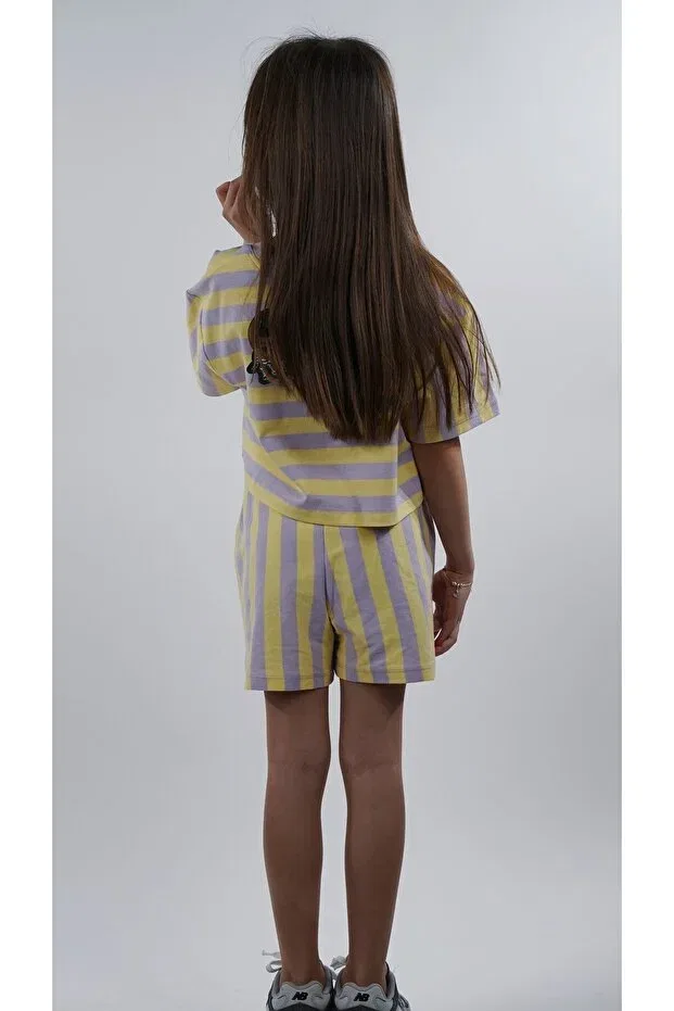 Детские шорты для девочек в полоску Zoi Zebra, Yellow & Lilac — фото 4