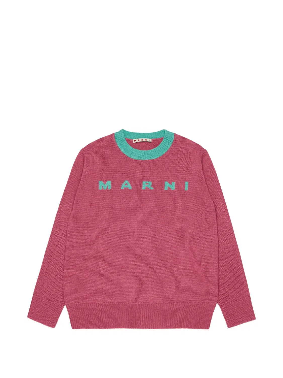 Свитер вязки интарсия с логотипом Marni Kids, розовый