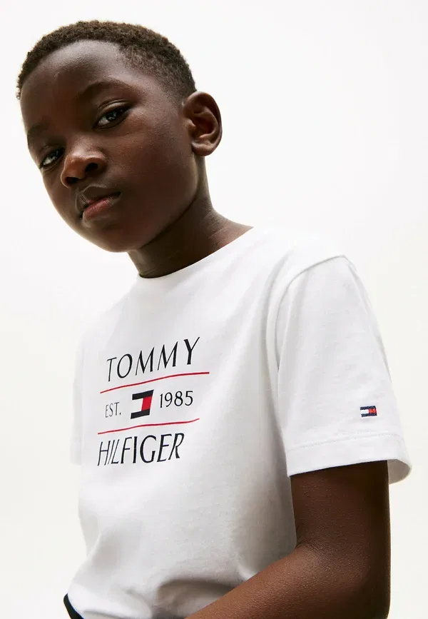 Футболка с принтом, хлопок, Tee - print t-shirt, Tommy Hilfiger, white, белый — фото 4