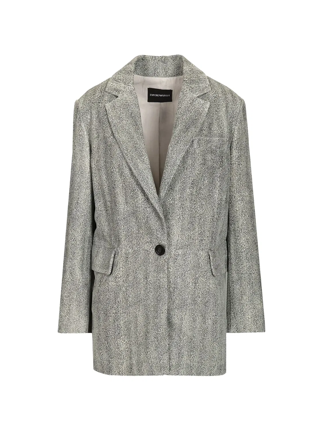 Кожаный блейзер Emporio Armani, серый