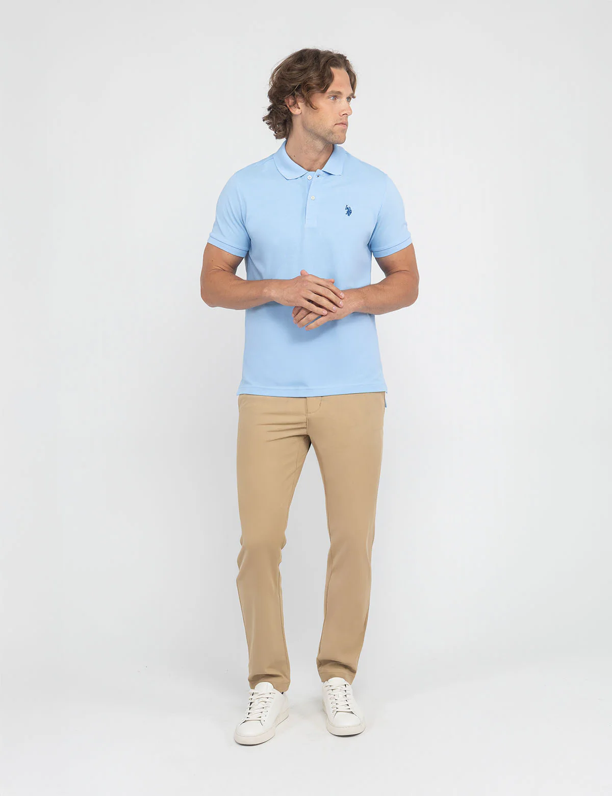 

Футболка-поло U.S. Polo Assn Slim Fit Solid Pique, голубой