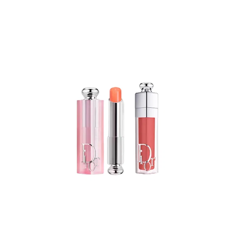 Женский набор для губ с бальзамом и блеском, DIOR, Enchanting Plumping Lip Balm #004 3.2G + Plumping Lip Gloss #018 6ml