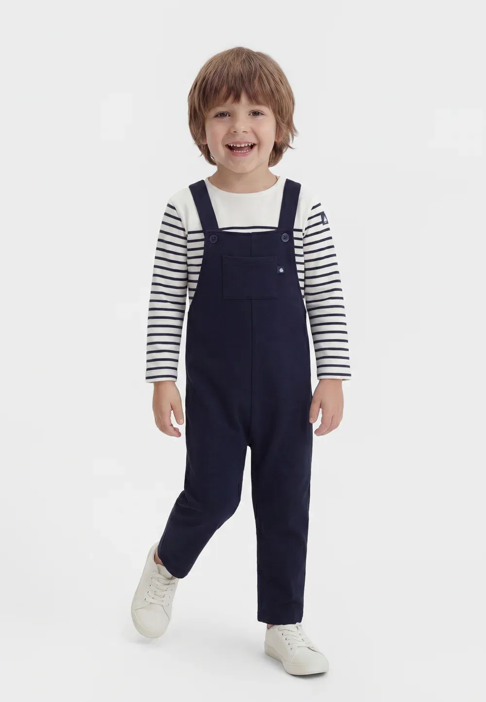 Комплект - топ с длинными рукавами Petit Bateau, Dark Blue/White
