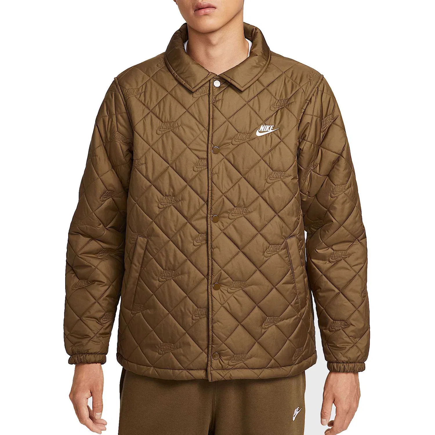 Мужская пуховая куртка с воротником Nike Club, Moss Woody Brown/White