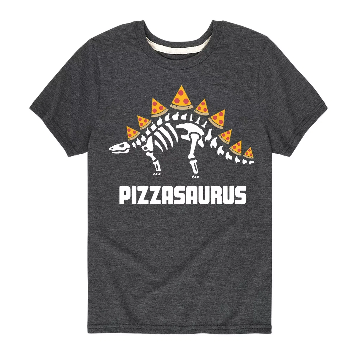 Детская футболка с коротким рукавом с принтом Pizzasaurus Instant Message, Heather Charcoal
