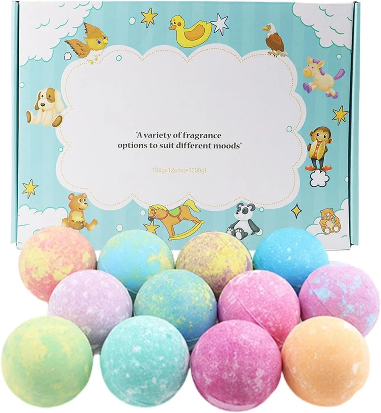 Générique Бомбочки для ванны с игрушкой, 12 ароматных шариков-животных, шипучая соль для ванн