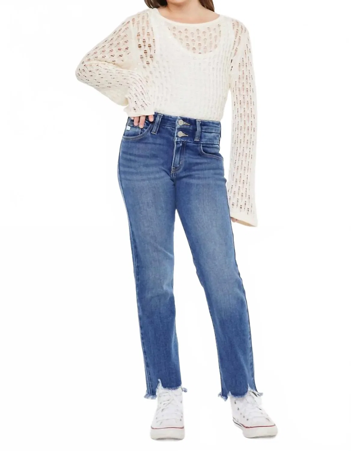 Детские джинсы прямого кроя с регулируемым поясом Sia Straight Leg KanCan, Medium Wash
