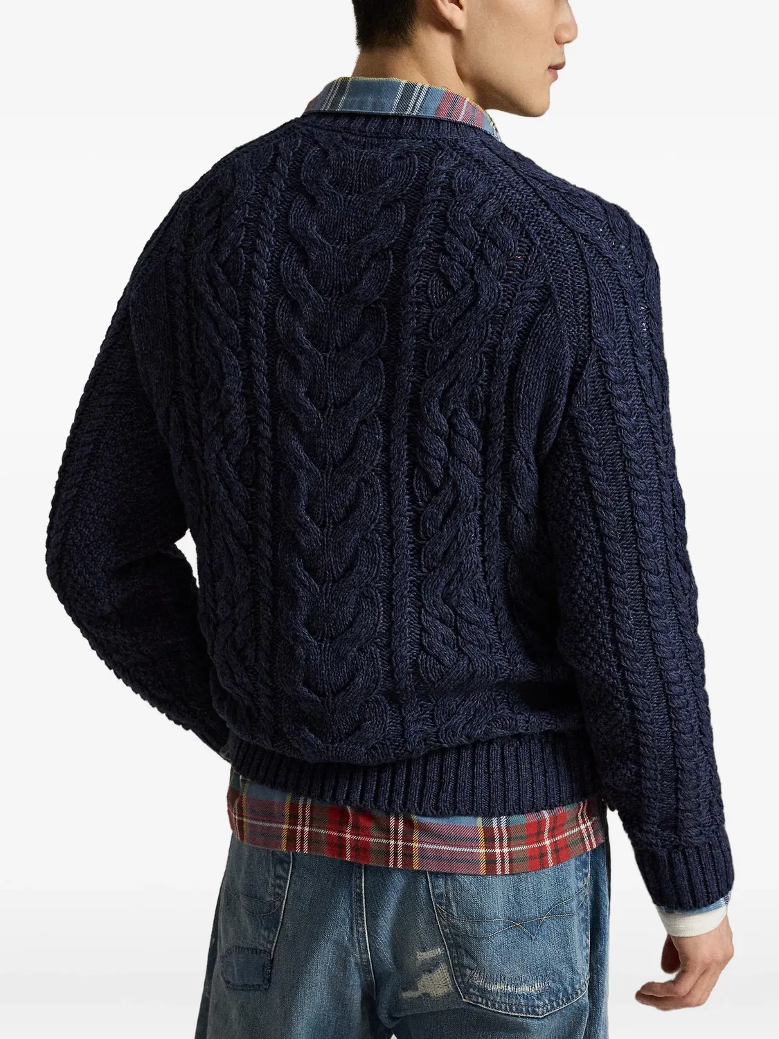Polo Ralph Lauren Свитер Aran арановая вязка синий — фото 4