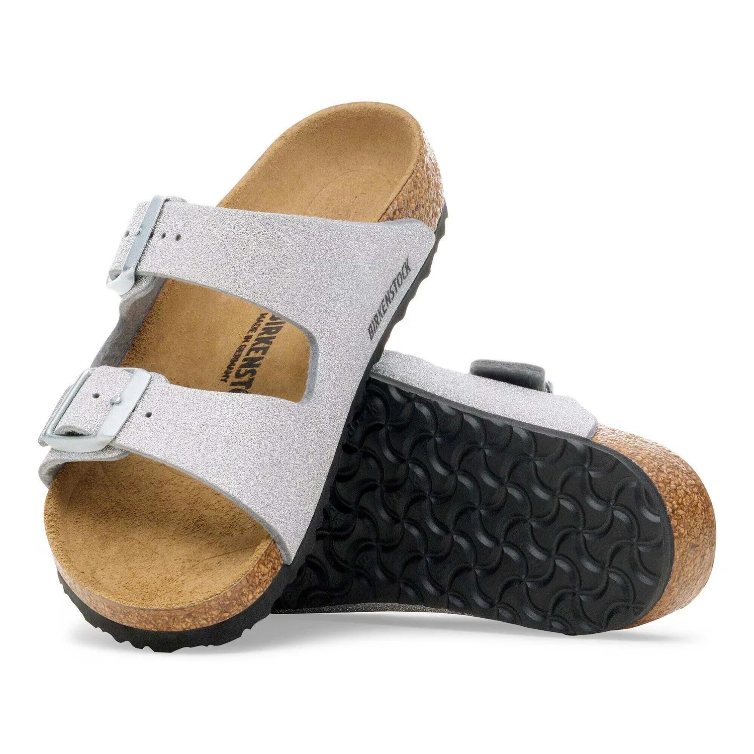 Детские сандалии с блестками Arizona Birkenstock, Silver — фото 3